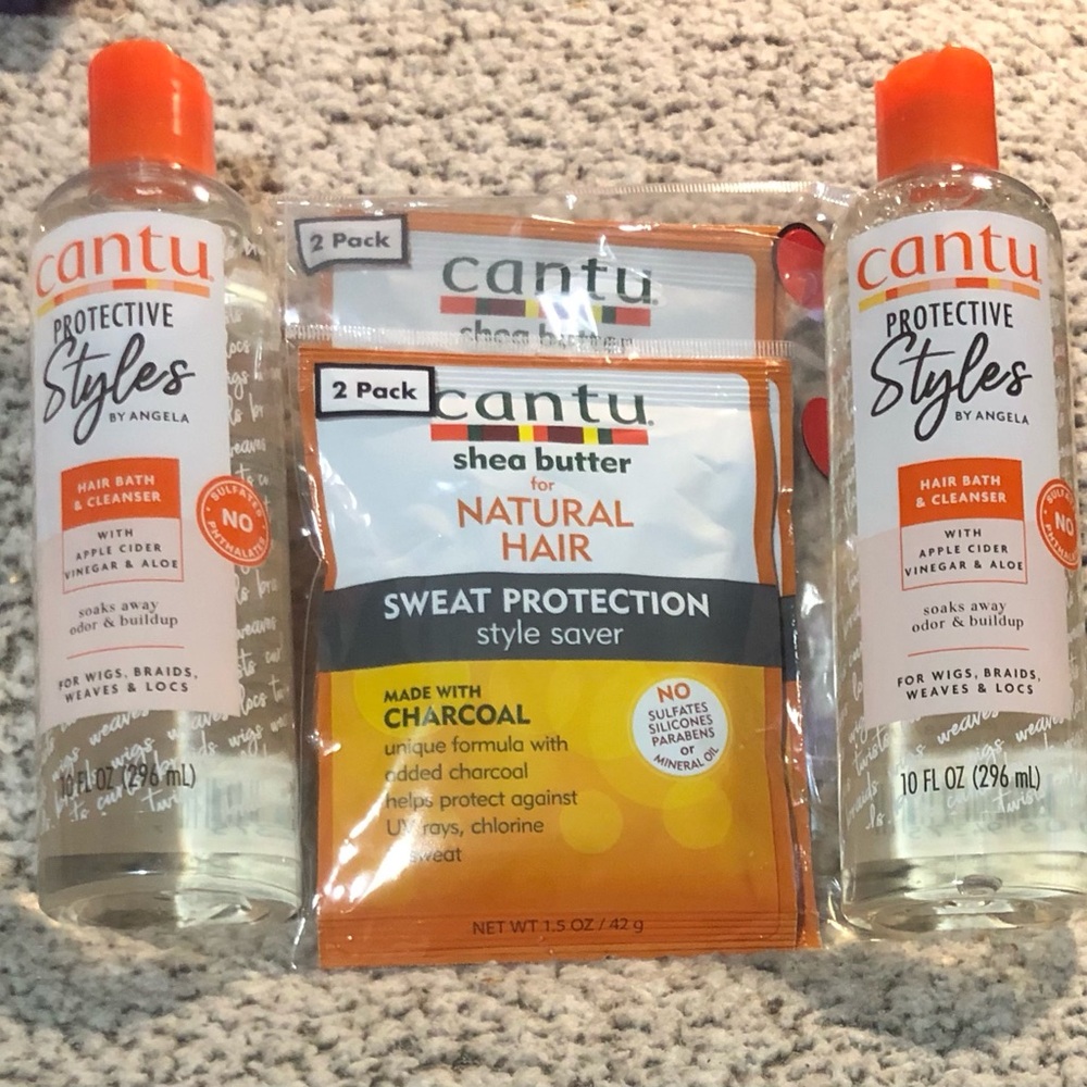 Cantu Protective Styles Hair Bath and Cleanser 10oz & Hair Masks.